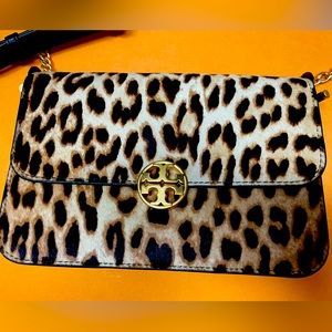 Tory Burch leopard calf hair cross body.  Never worn.